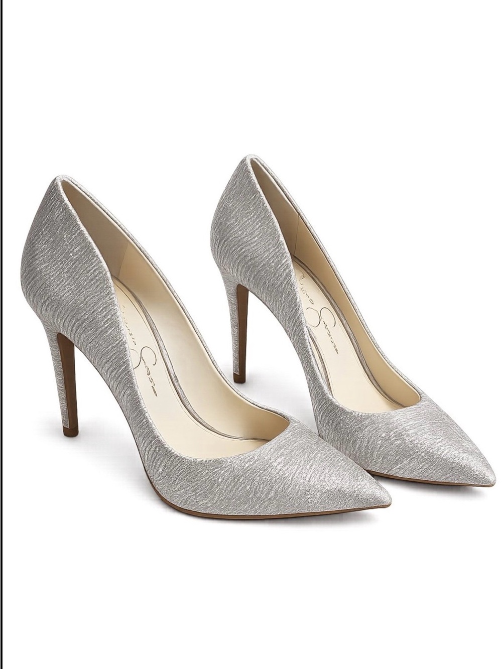 NEW Jessica Simpson Gold Metalic Textile Cassini Pump with Stiletto heel size 6